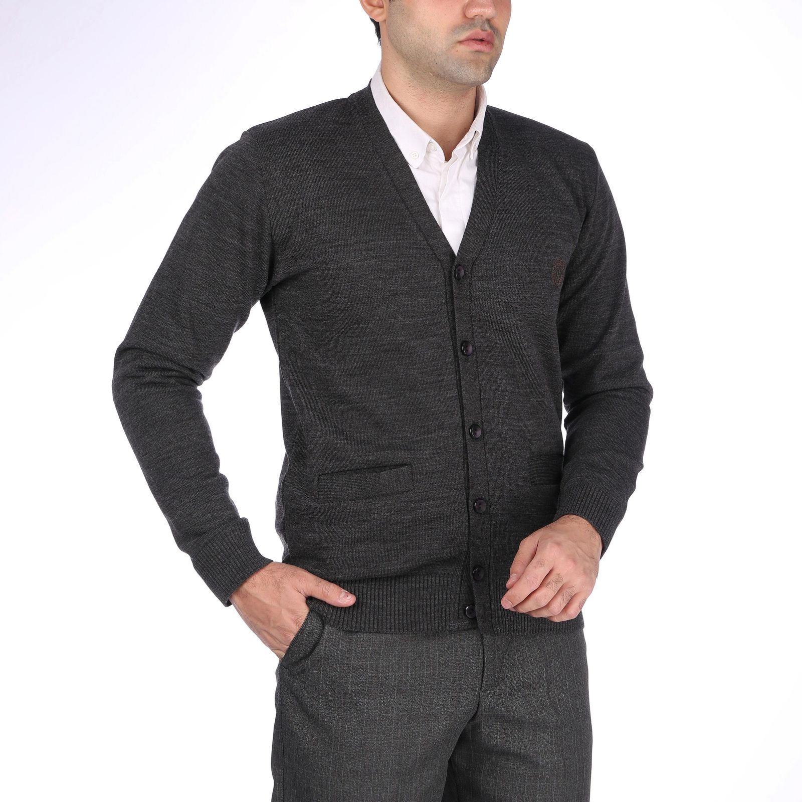 ژاکت مردانه تریکو پاییزان مدل PJ701 ملانژ -  - 1