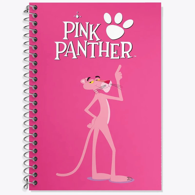 دفتر زبان 50 برگ خندالو مدل سه خط طرح پلنگ صورتی Pink Panther کد 1402
