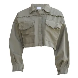 کت زنانه مدل کتان ریش دار