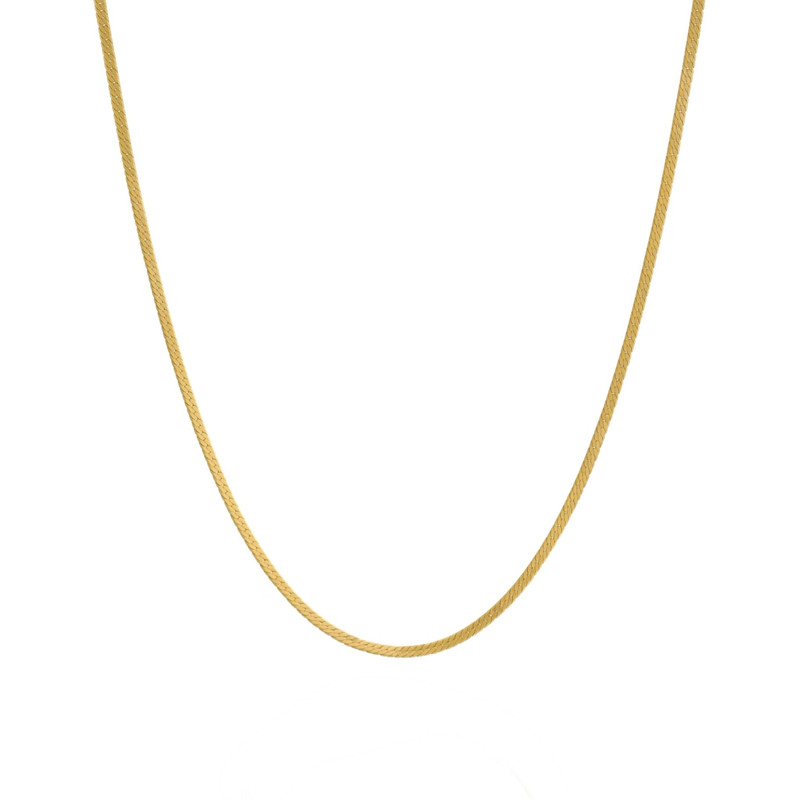 گردنبند طلا 18 عیار زنانه با طرح هرینگبون (تیغ ماهی- آینه‌ای) رضا گلد مدل تخت