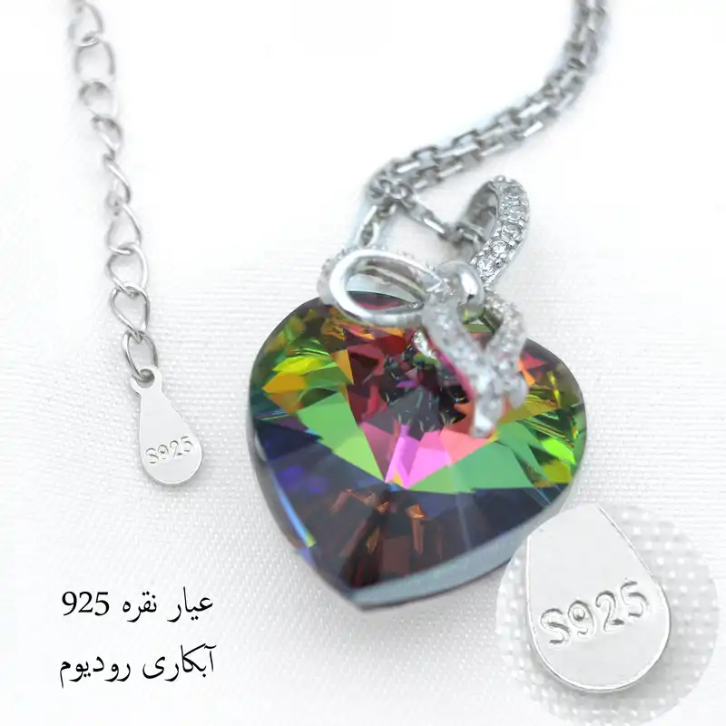 گردنبند نقره زنانه مدل قلب پاپیون کد SLP-52