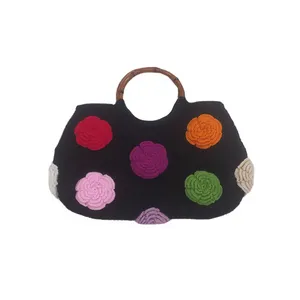 کیف بافتنی مدل گل رز