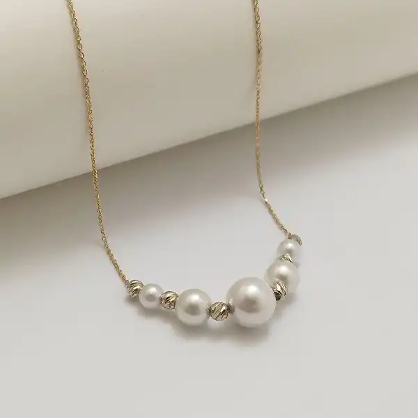 گردنبند طلا 18 عیار زنانه گنجینه هنر خوش نشین مدل مروارید کد G20