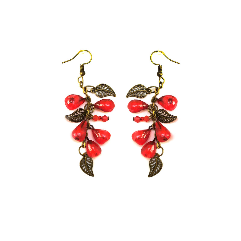 گوشواره دخترانه مدل انار شب یلدا کد KA0054