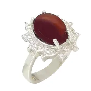 انگشتر نقره زنانه مدل عقیق سرخ یمنی