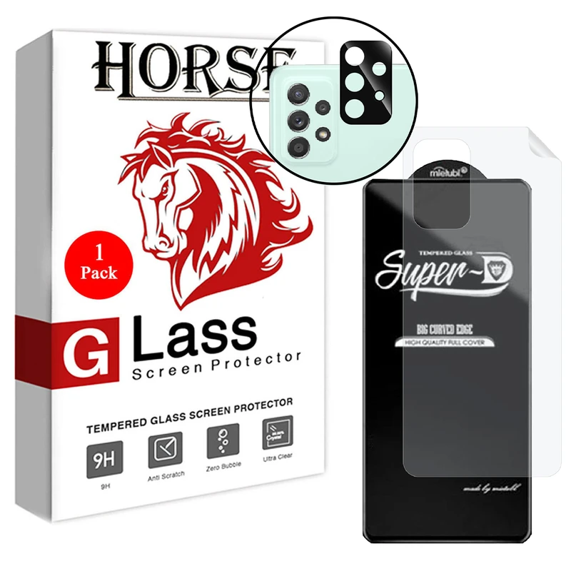 محافظ صفحه نمایش هورس مدل 3SNF-Glass مناسب برای گوشی موبایل سامسونگ Galaxy A52s 5G به همراه محافظ پشت گوشی و محافظ لنز دوربین