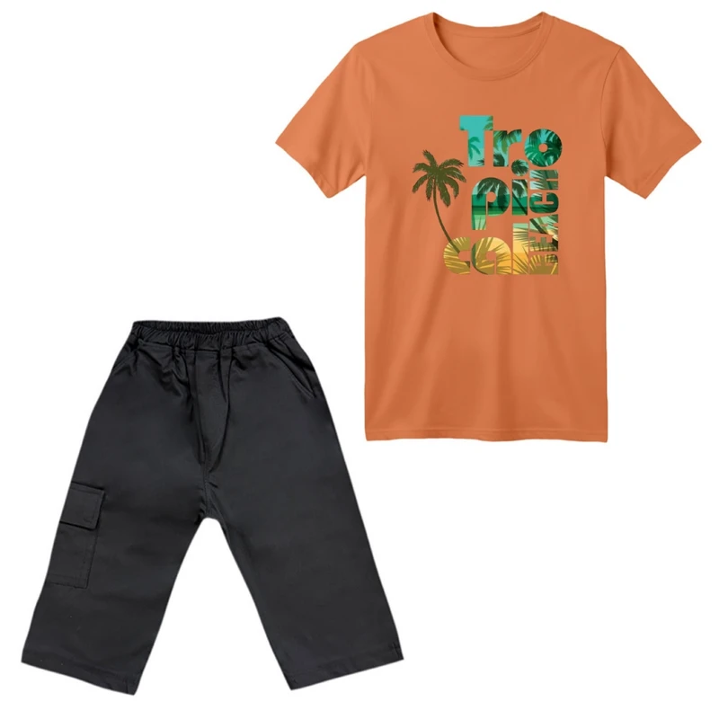 ست تی‌شرت آستین کوتاه و شلوارک پسرانه مدل درخت