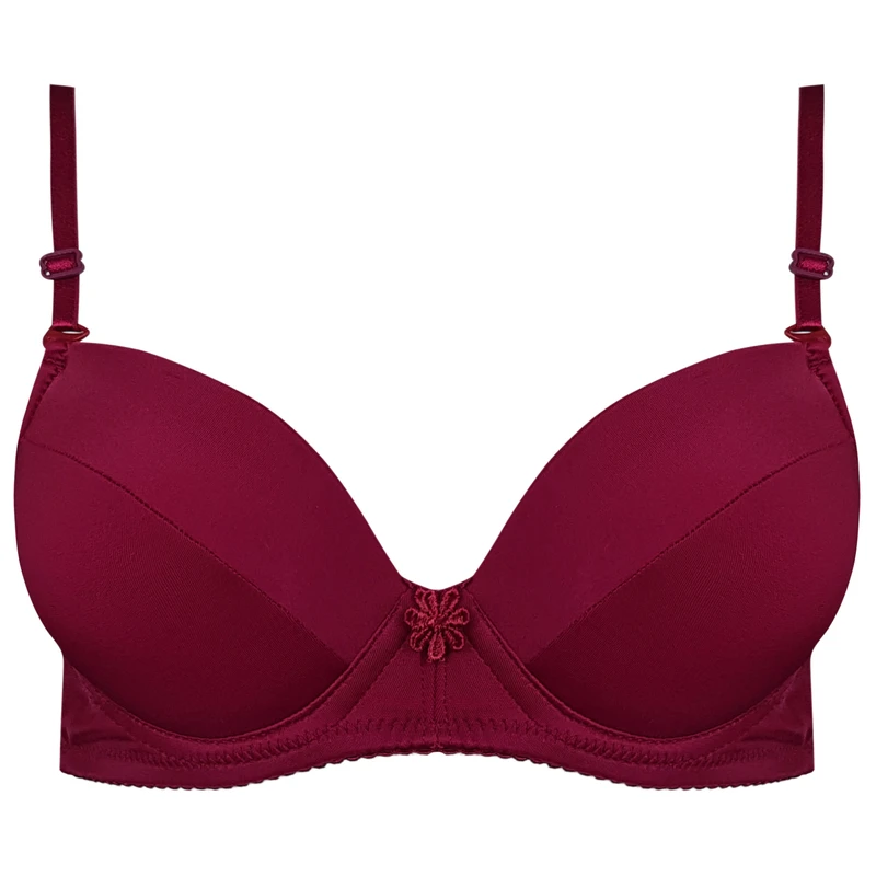 سوتین فنردار زنانه لنا ژنکن مدل بند متحرک کاپ اسفنجی کد 4850 رنگ زرشکی