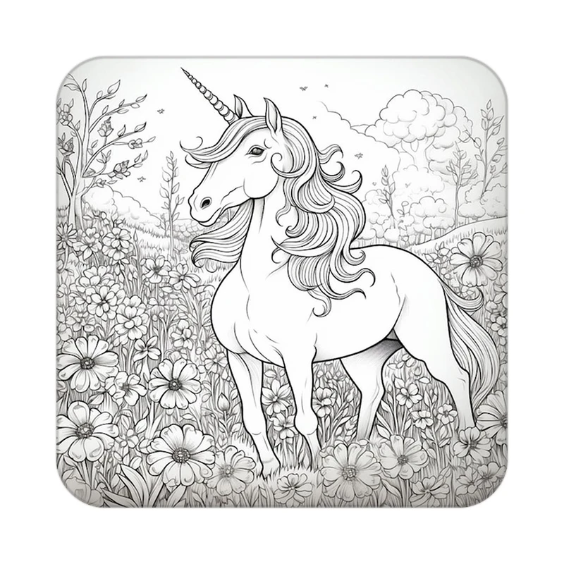 زیر لیوانی کاکتی طرح اسب تک شاخ و یونیکورن مدل mp30402