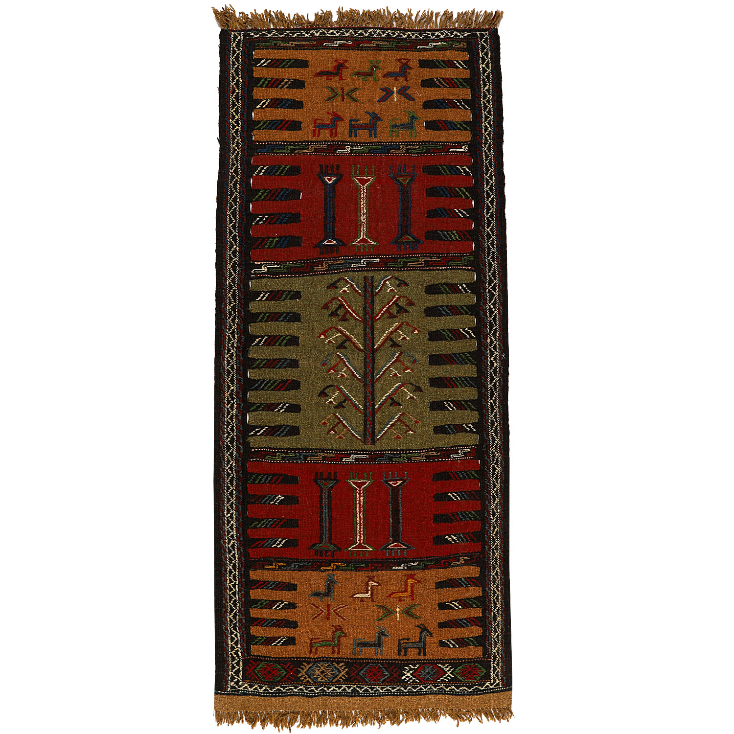 گلیم دستبافت کناره طول یک و نیم متر کد 140236