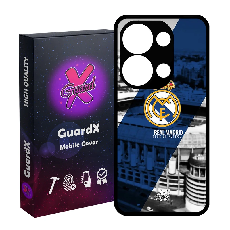کاور گارد ایکس طرح Real Madrid مدل Glass10054 مناسب برای گوشی موبایل شیائومی Redmi Note 13 Pro 4G / Poco M6 Pro 4G