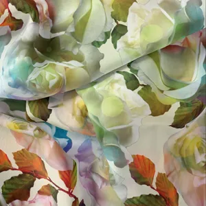 پارچه لباس مدل کرپ بوگاتی طرح گل ابرنگی کد 8008A