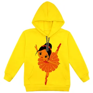 هودی دخترانه مدل دخترک F72 رنگ زرد