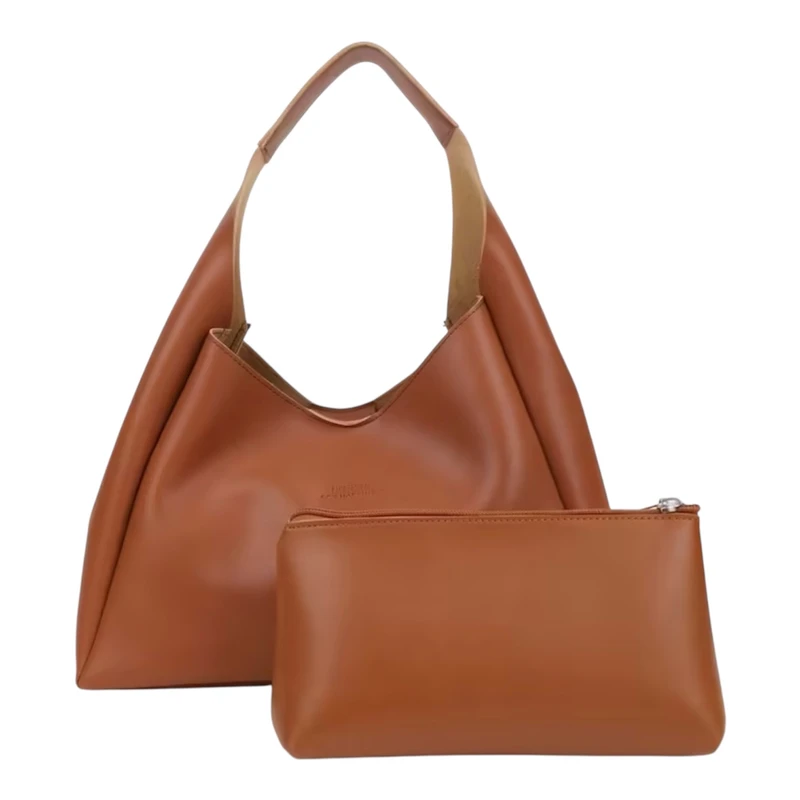 کیف رودوشی زنانه ناتینگ مدل هوبو به همراه‌ کیف آرایشی