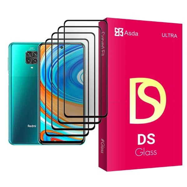 محافظ صفحه نمایش آسدا مدل DS Glass MIX004 مناسب برای گوشی موبایل شیائومی Redmi Note 9 Pro بسته چهار عددی