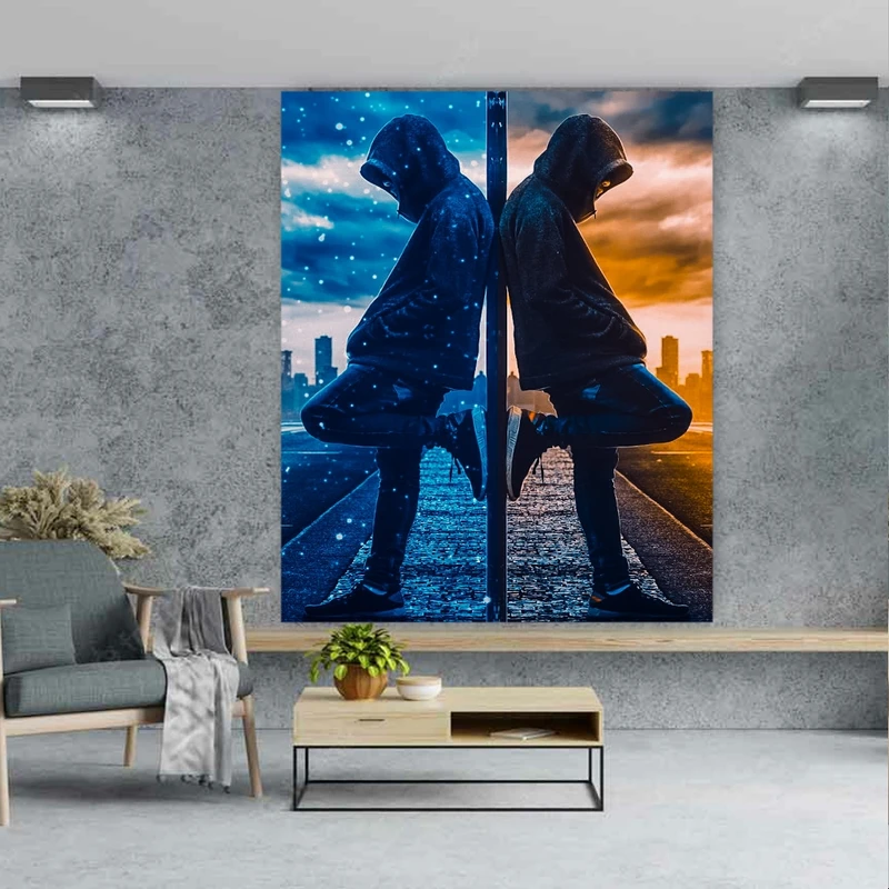 تابلو بوم طرح مخمل مدل پسر تنها کد BK1353