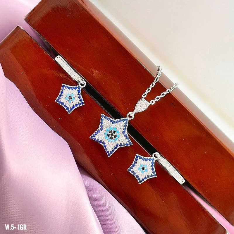 نیم ست نقره زنانه مدل چشم نظرMRJ2532