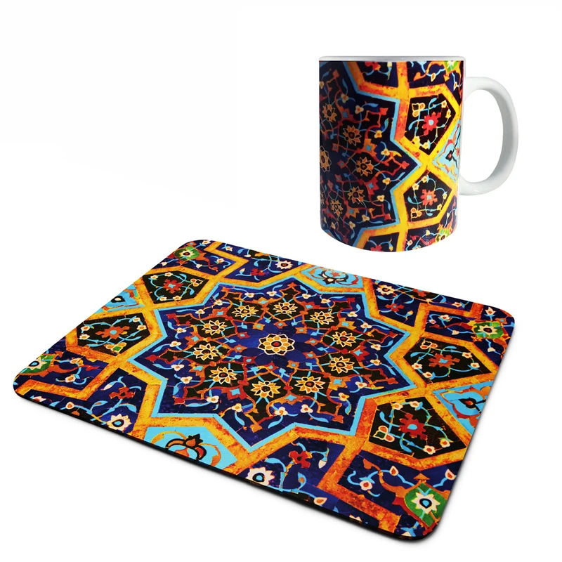 ماگ مدل کاشی هفت رنگ به همراه ماوس پد 