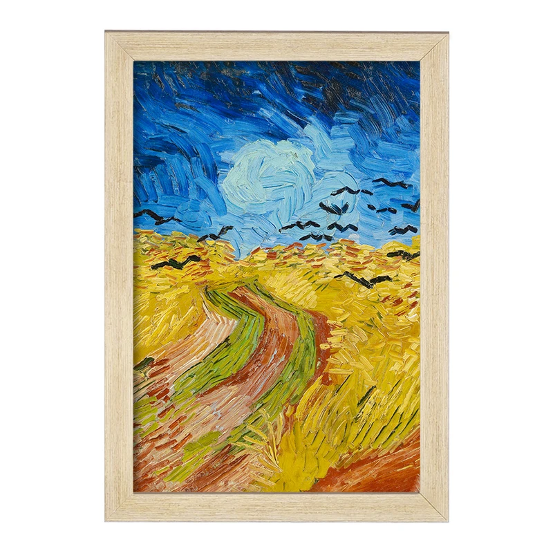 تابلو خندالو مدل مزرعه گندم با کلاغ ها ونسان ونگوگ (Van Gogh) کد 36802