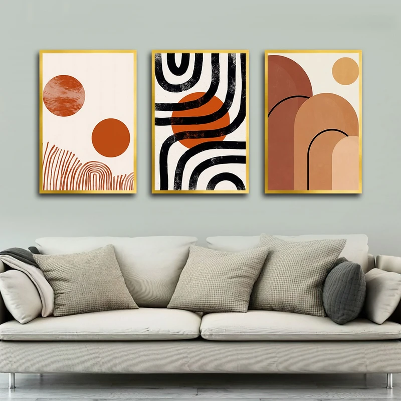 تابلو بکلیت طرح مدرن نقاشی مینیمال مدل T-2963 مجموعه 3 عددی