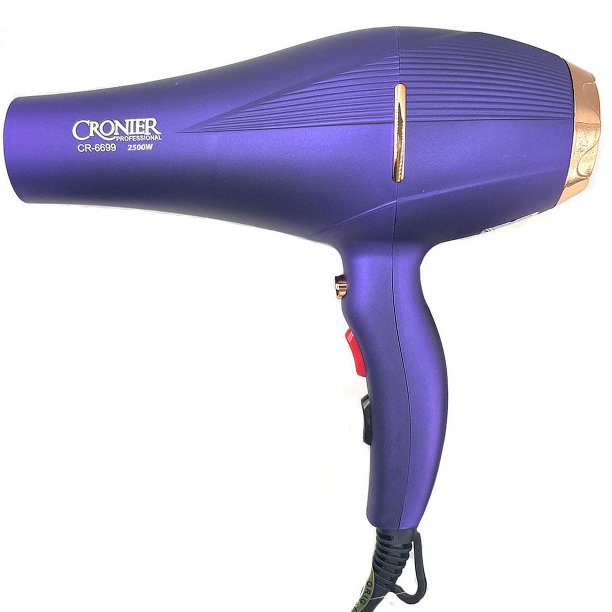 سشوار نیمه حرفه‌ای کرونر مدل CR-6699 2500W، موتور AC با توان مصرفی 2500 وات، دارای فناوری تولید یون، دارای حلقه آویختن، وزن 540 گرم -  - 1