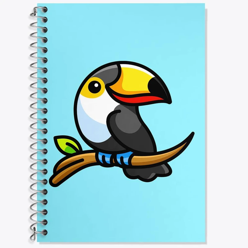 دفتر زبان 50 برگ خندالو مدل دو خط طرح حیوانات بامزه توکان کد 28208