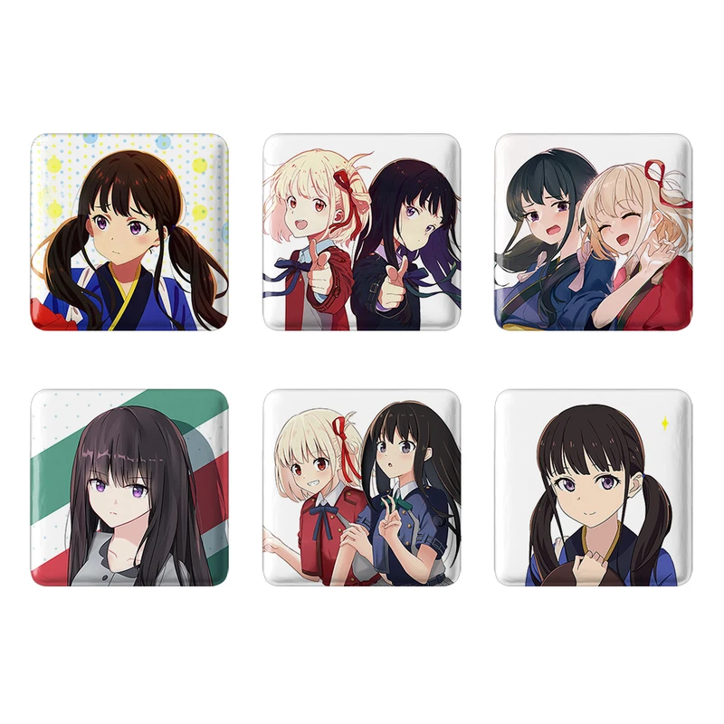 مگنت خندالو طرح انیمه لیکوریس ریکویل Lycoris Recoil کد 1423A مجموعه 6 عددی