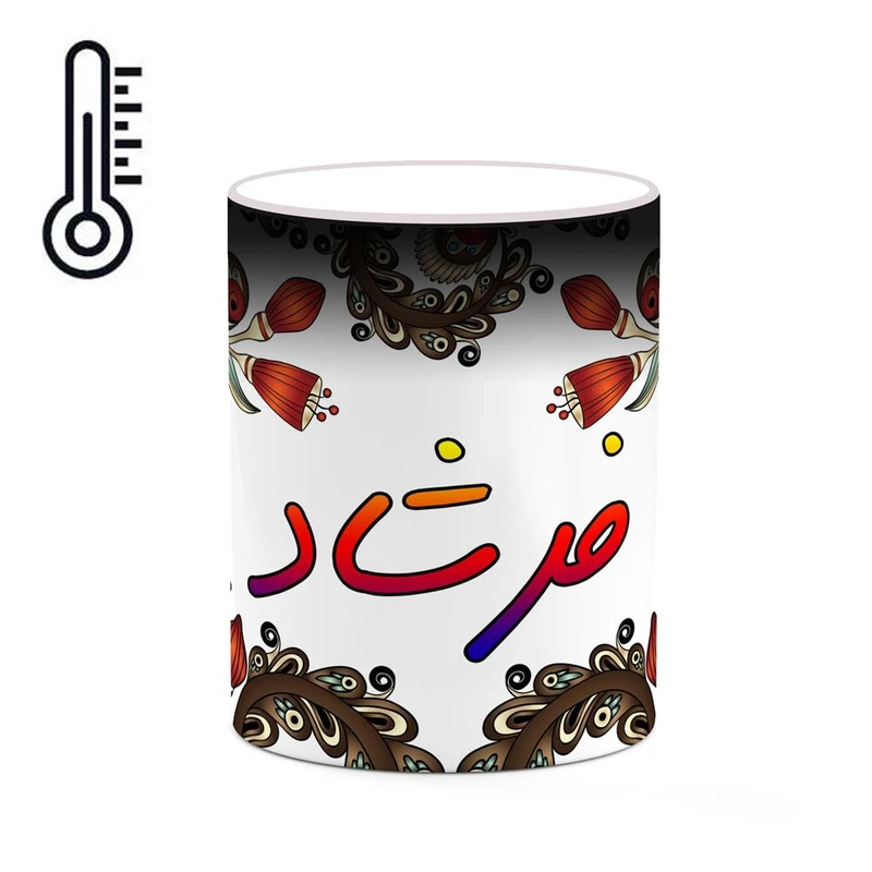 ماگ حرارتی کاکتی مدل اسم فرشاد طرح سنتی گل و بته کد mgh46369
