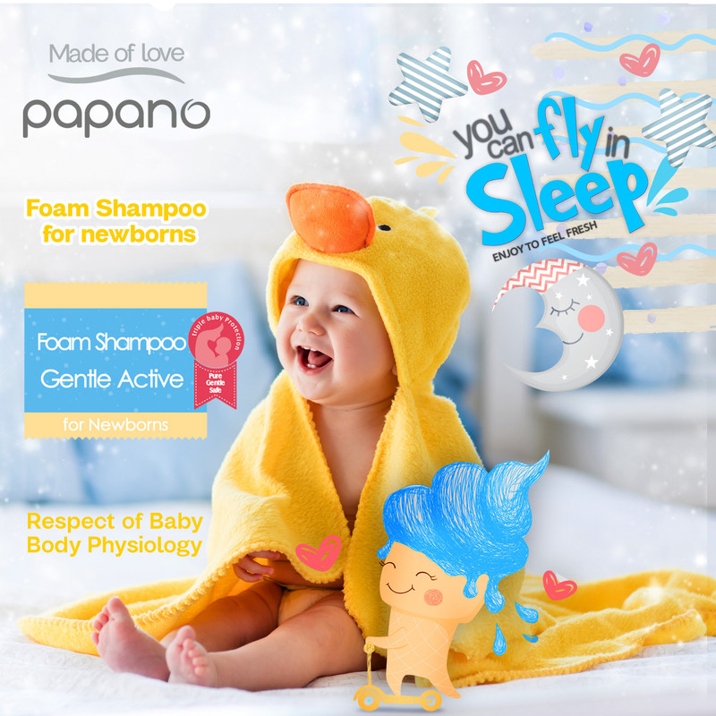 شامپو فوم نوزاد پاپانو مدل foam shampoo حجم 150 میلی لیتر