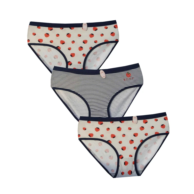 شورت زنانه مدل نخی پنبه لب توری طرح عروسکی مجموعه 3 عددی