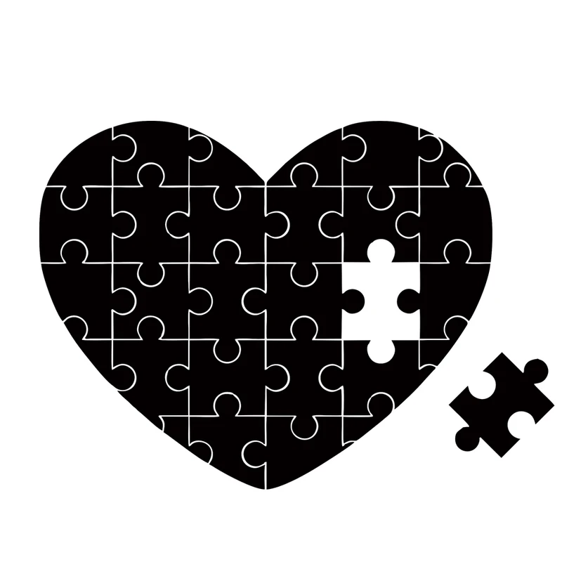 استیکر پارچه و لباس مدل حرارتی طرح قلب پازلی کد b مجموعه 2 عددی