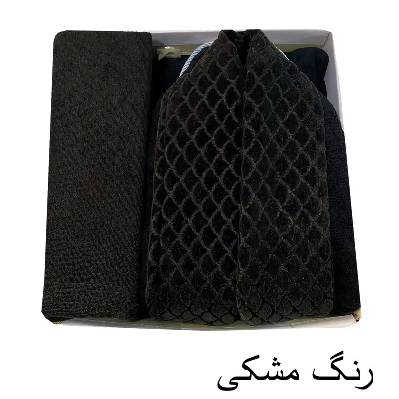 سرویس  حوله پالتویی ۳ تکه هنرمند مدل پولکی سایز ۱۲۵