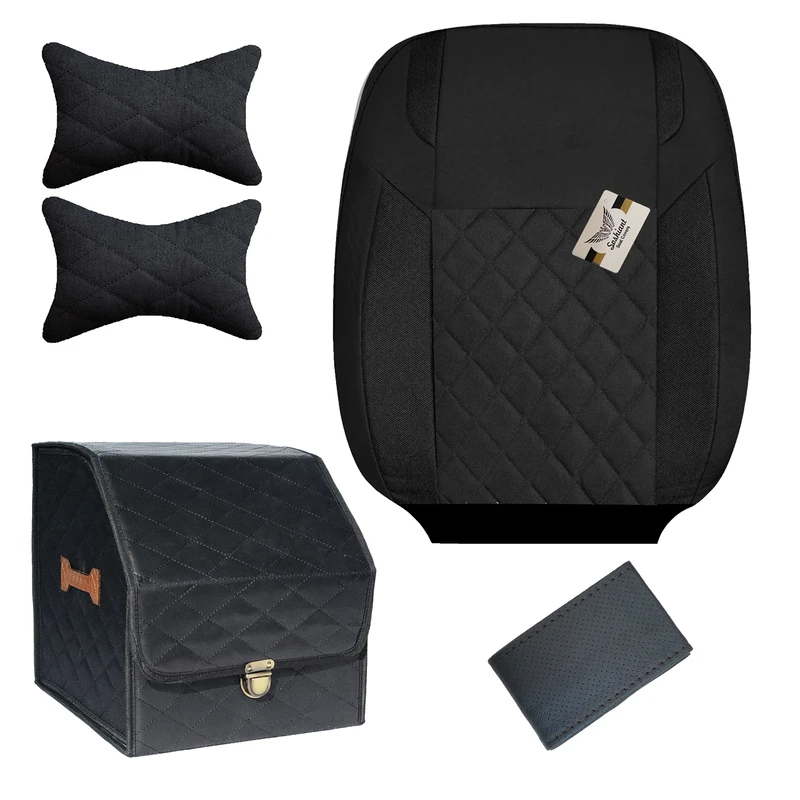 روکش صندلی خودرو سوشیانت مدل کاج مناسب برای پراید 111 به همراه پشت گردنی و باکس صندوق و دورفرمان