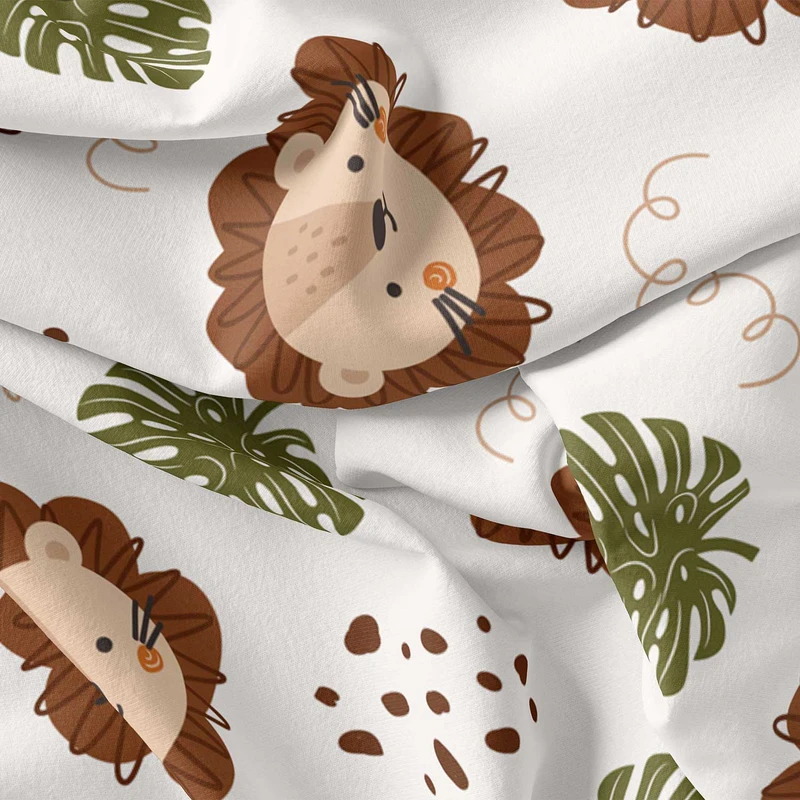   پارچه ملحفه پارچه باما مدل مخمل طرح  کارتونی شیر جنگل کد 5011456