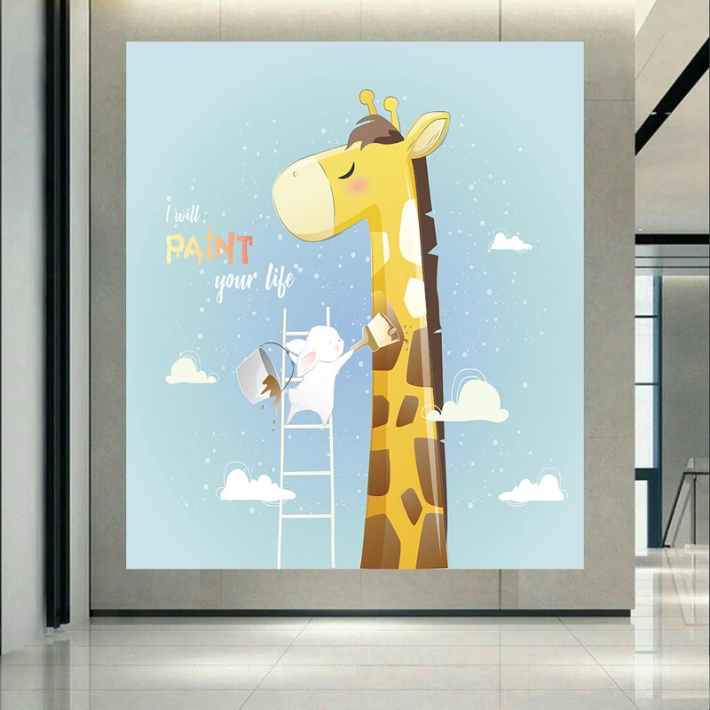  پوستر طرح کودکانه زرافه و خرگوش مدل رنگی کد PD20826