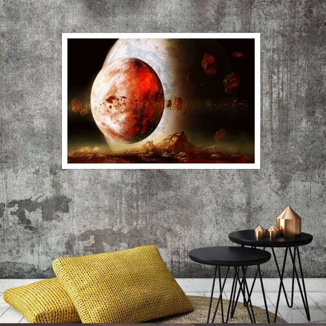 تابلو بکلیت طرح کهکشان و سیاره مدل قاب شاسی W-s8235