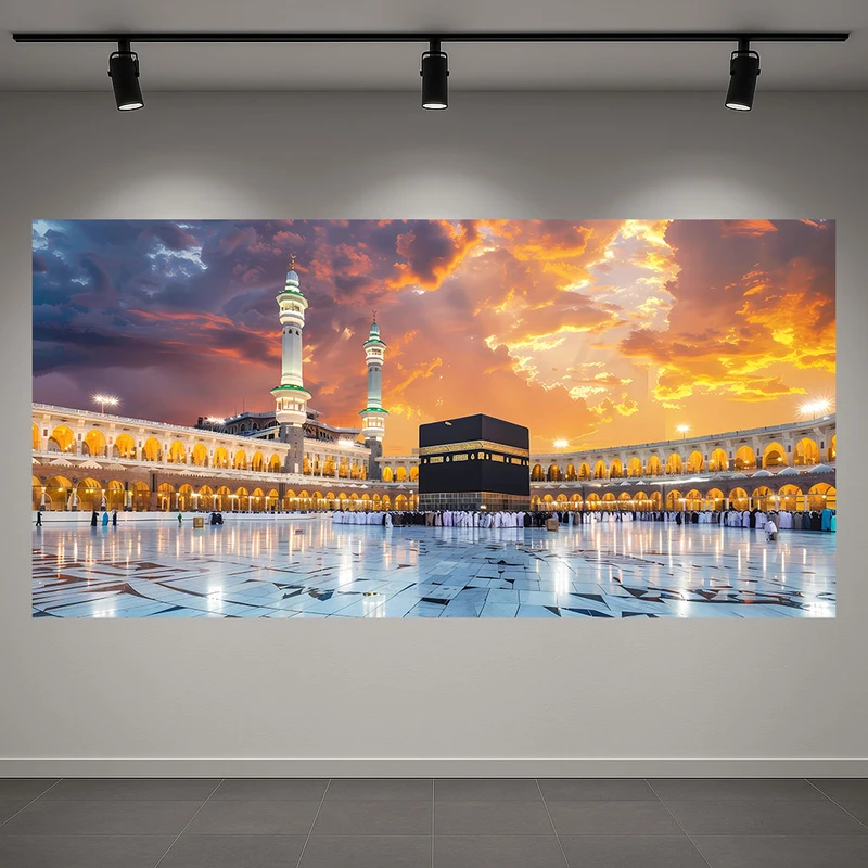 پوستر پارچه ای طرح مخمل اسلام مدل کعبه کد AR3060372