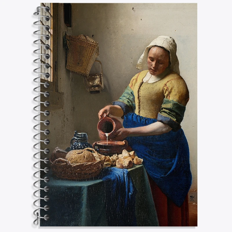 دفتر زبان 50 برگ خندالو مدل سه خط طرح زن شیر دوش یوهانس ورمیر کد 36833