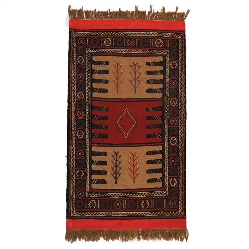 گلیم دستبافت دو متری مدل سفره کردی کد 40204113