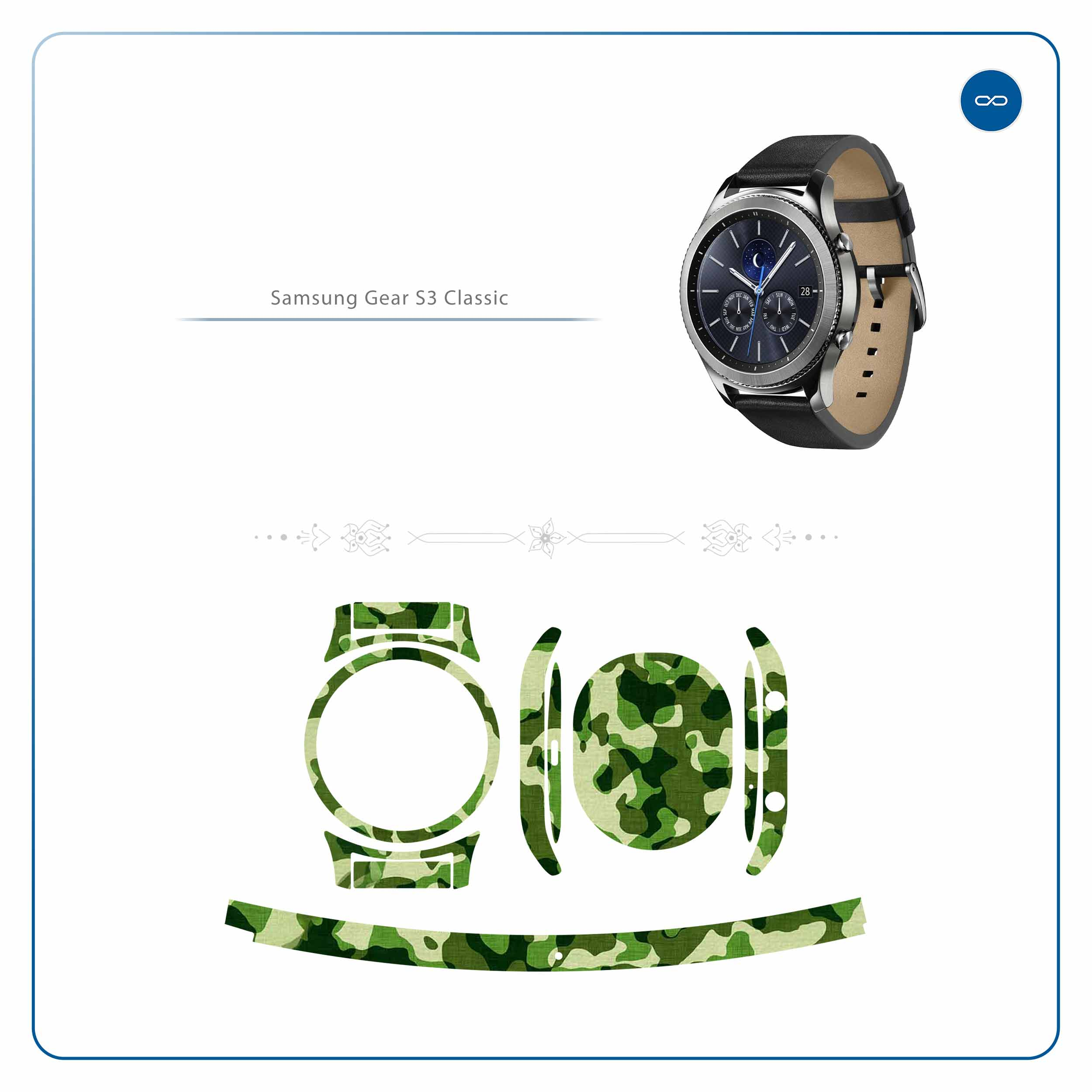 برچسب ماهوت طرح Army-Green-2 مناسب برای ساعت هوشمند سامسونگ Galaxy Gear S3 Classic
