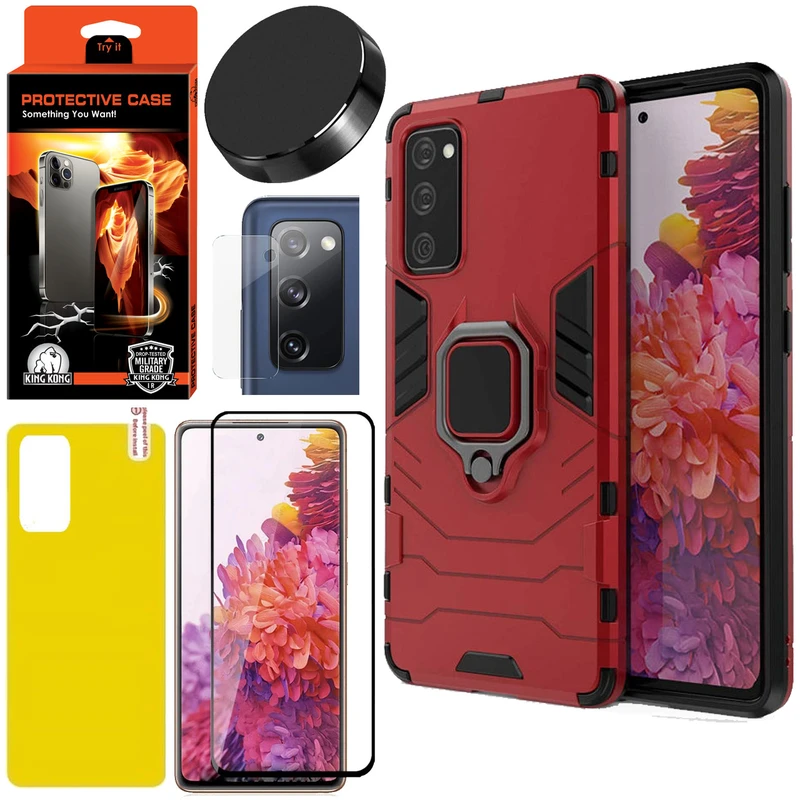 کاور کینگ کونگ مدل BATMAN مناسب برای گوشی موبایل سامسونگ Galaxy S20 FE به همراه محافظ صفحه نمایش و محافظ لنز دوربین و برچسب محافظ پشت گوشی و پایه نگهدارنده