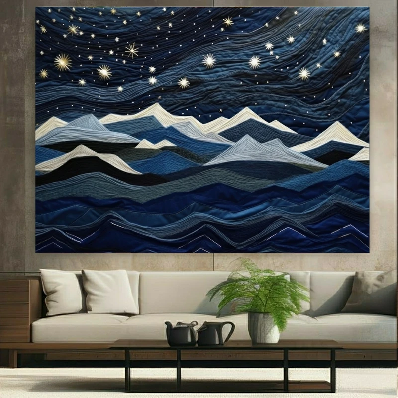 تابلو بوم طرح مخمل نقاشی شب پر ستاره کد GR1701
