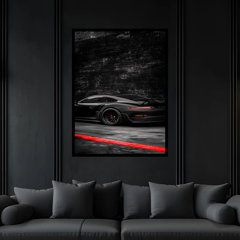 تابلو بکلیت طرح ماشین مدرن و مسابقه پورشه مدل B-bu6179 فریم مشکی