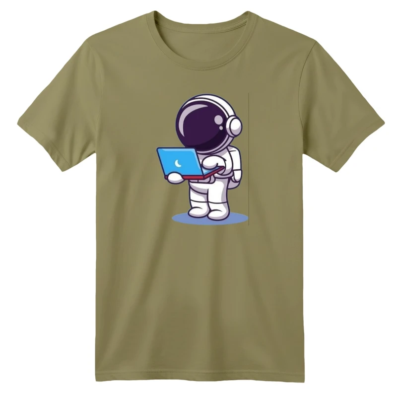 تی شرت آستین کوتاه بچگانه مدل فضانورد و لپ تاپ