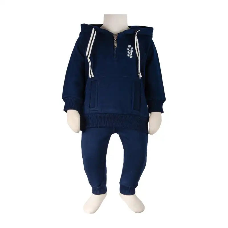 ست هودی و شلوار نوزادی آدمک مدل گندم کد 110036 رنگ سرمه ای