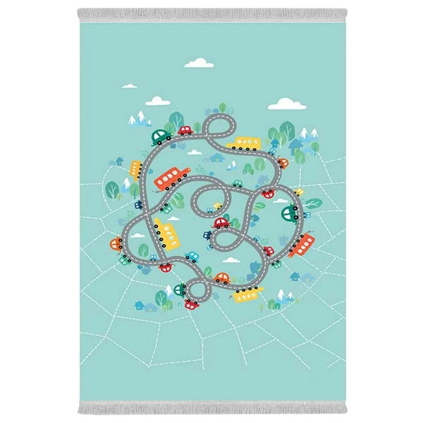 فرش پارچه‌ای دفه مدل فرشینه هازان مخمل طرح فانتزی کد 3139