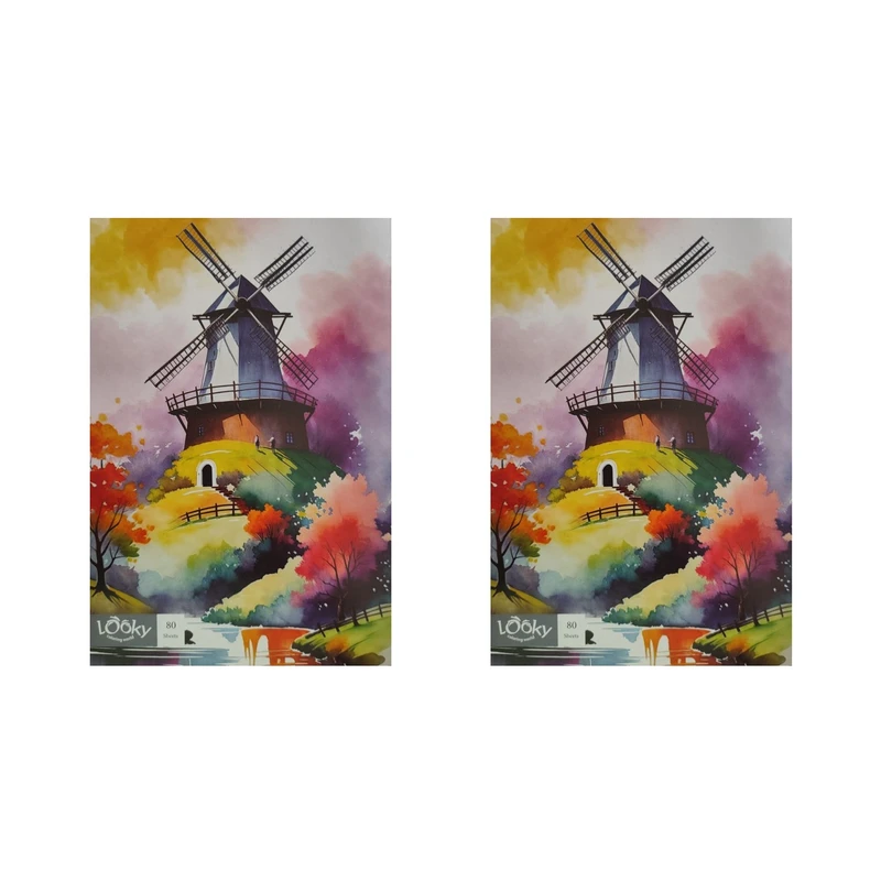 دفتر مشق 80 برگ لوکی طرح آسیاب بادی کد 007 بسته 2 عددی