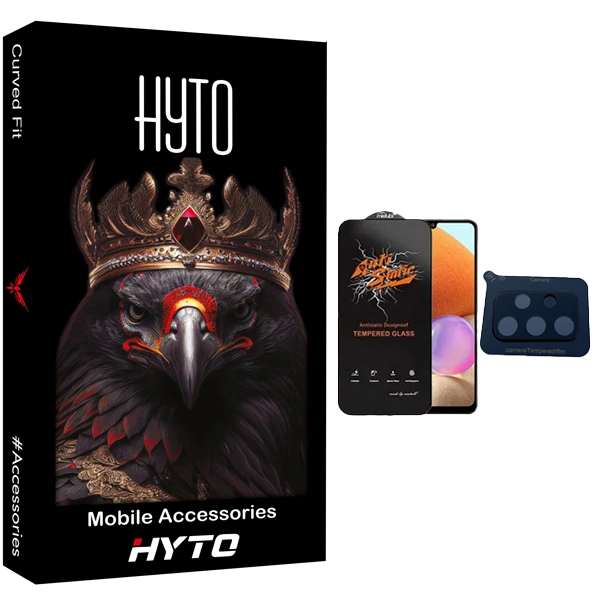 محافظ صفحه نمایش هیتو مدل Antistatic Touch مناسب برای گوشی موبایل سامسونگ galaxy a32 به همراه محافظ لنز دوربین 3D