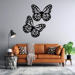 استیکر دیواری طرح پروانه مجموعه 2 عددی 