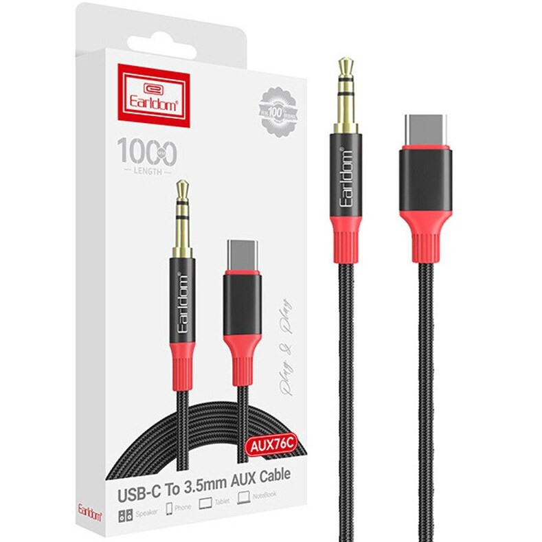 کابل تبدیل AUX به USB-C ارلدام مدل AUX76C طول 1 متر